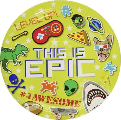 Epic Party Video Game Gamer Kids Birthday Party 9'' Paper Dinner Plates