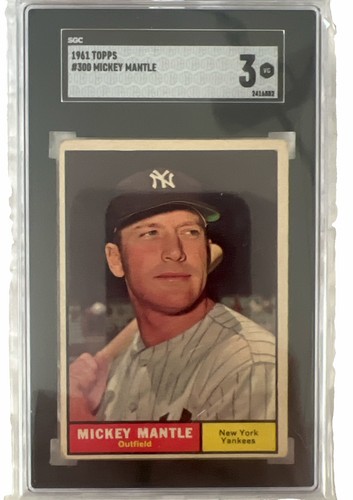 Topps 1961 Mickey Mantle #300 New York Yankees SGC 3 VG Card