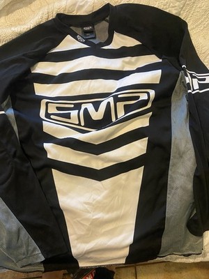 GMP Men's XXL Motorcycle Jersey Black White Long Sleeve Breathable Polyester