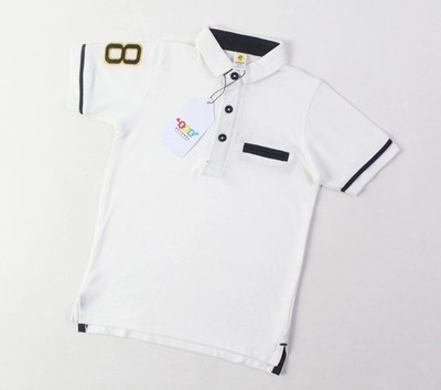 Boys White Cotton Polo Shirt Kids Short Sleeve Casual Summer Tee 1-12Y