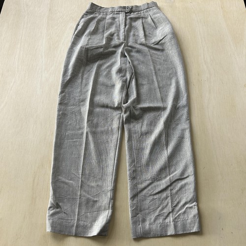 Halston, Pantaloni eleganti vintage Halston III donna 10 grigi quadri pieghe tasche classici