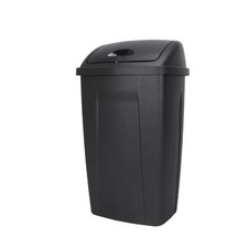 13 Gallon Kitchen Trash Can with Swing Top Lid Plastic Garbage Bin Black