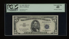 DBR 1953-A $5 Silver Fr. 1656 DA Block PCGS XF-40 Serial D85162042A