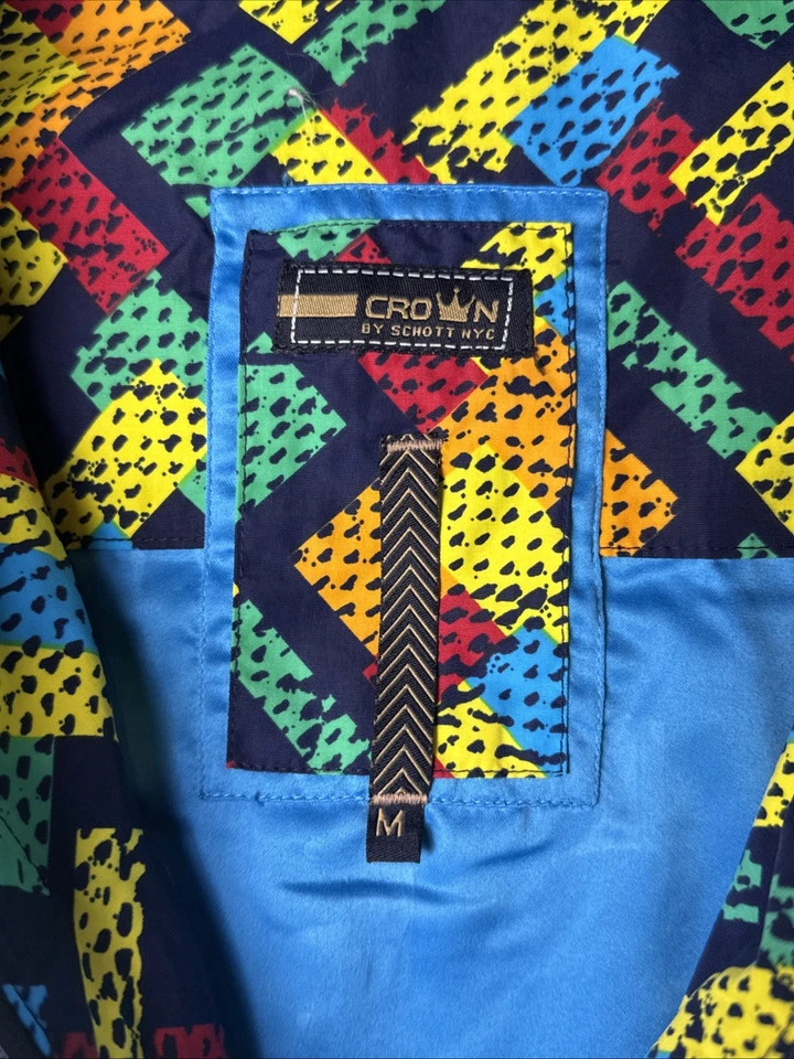 Crown By Schott Multicolor Men's Jacket/Hood Medium Vintage Bold Vibrant 90s - Image 3 of 4