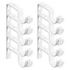 White Adjustable Curtain Rod Brackets 10 Pack Drapery Rod Bracket for Maximum...