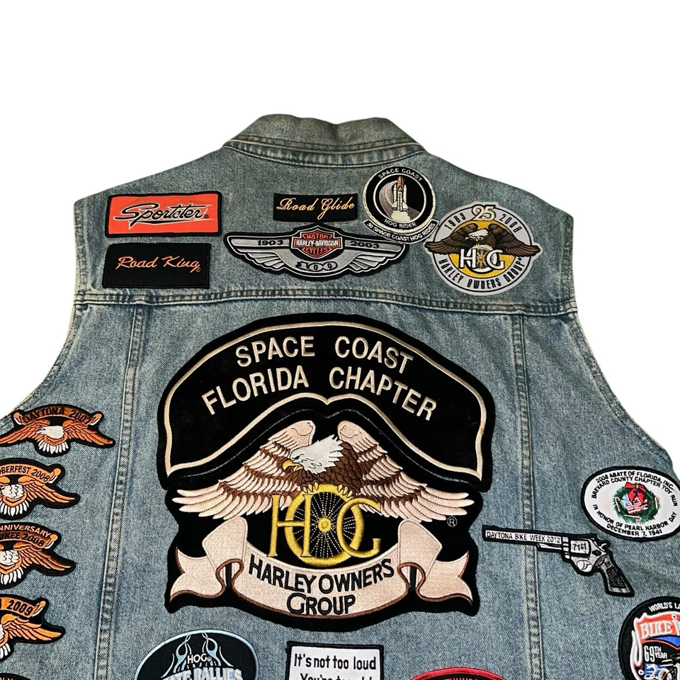 Chaleco vaquero Harley Davidson vintage años 90 para hombre talla X-grande parches 57 parches Foto 2 de 4