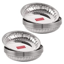 Plate Set Stainless Steel Plates Set of 12 Small Size Multipurpose Dinner Plates