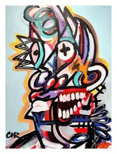 CORBELLIC EXPRESSIONISM 12X16 VICTORIAN WOMAN PORTRAIT MODERNIST CANVAS ART HOME