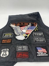 Diamond Plate Genuine Buffalo Leather Biker's Vest "Live to Ride" Patches Men L