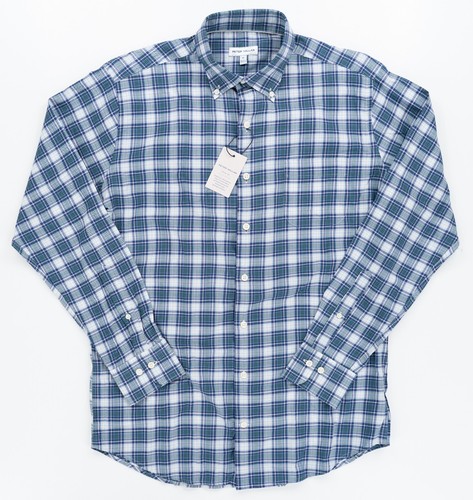 PETER MILLAR Plaid Navy Blue Sport Shirt Cotton Lightweight Summer Soft M