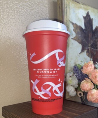 Starbucks 2021 Holiday Limited Red Plastic Reusable Cup 50 Years of Coffee  Joy | eBay