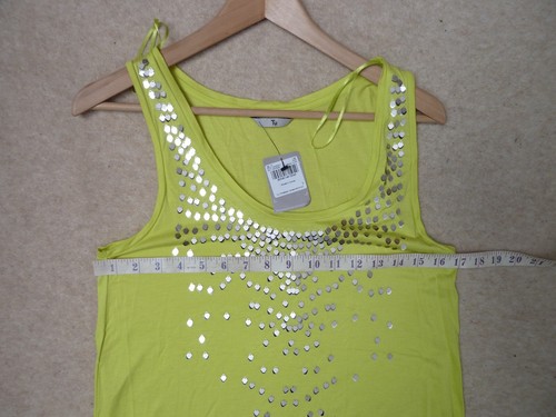 TU neon yellow silver SLEEVELESS EMBELLISHED SEQUINS top Size 10 BRAND NEW TAGS - Picture 10 of 10