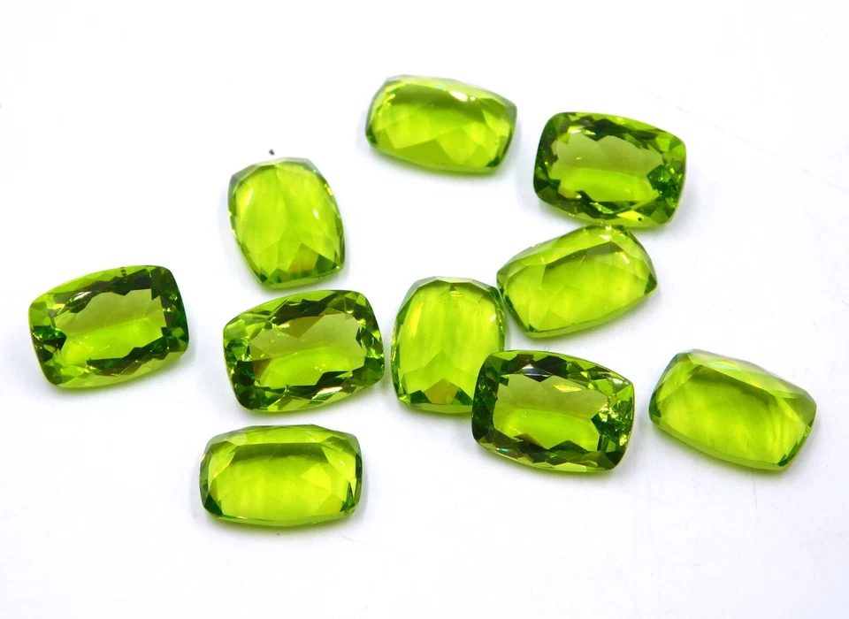 Lab Created Peridot Cushion Cut Lot Loose Gemstone 10x14 MM For Jewelry P-188 - Image 4 of 4