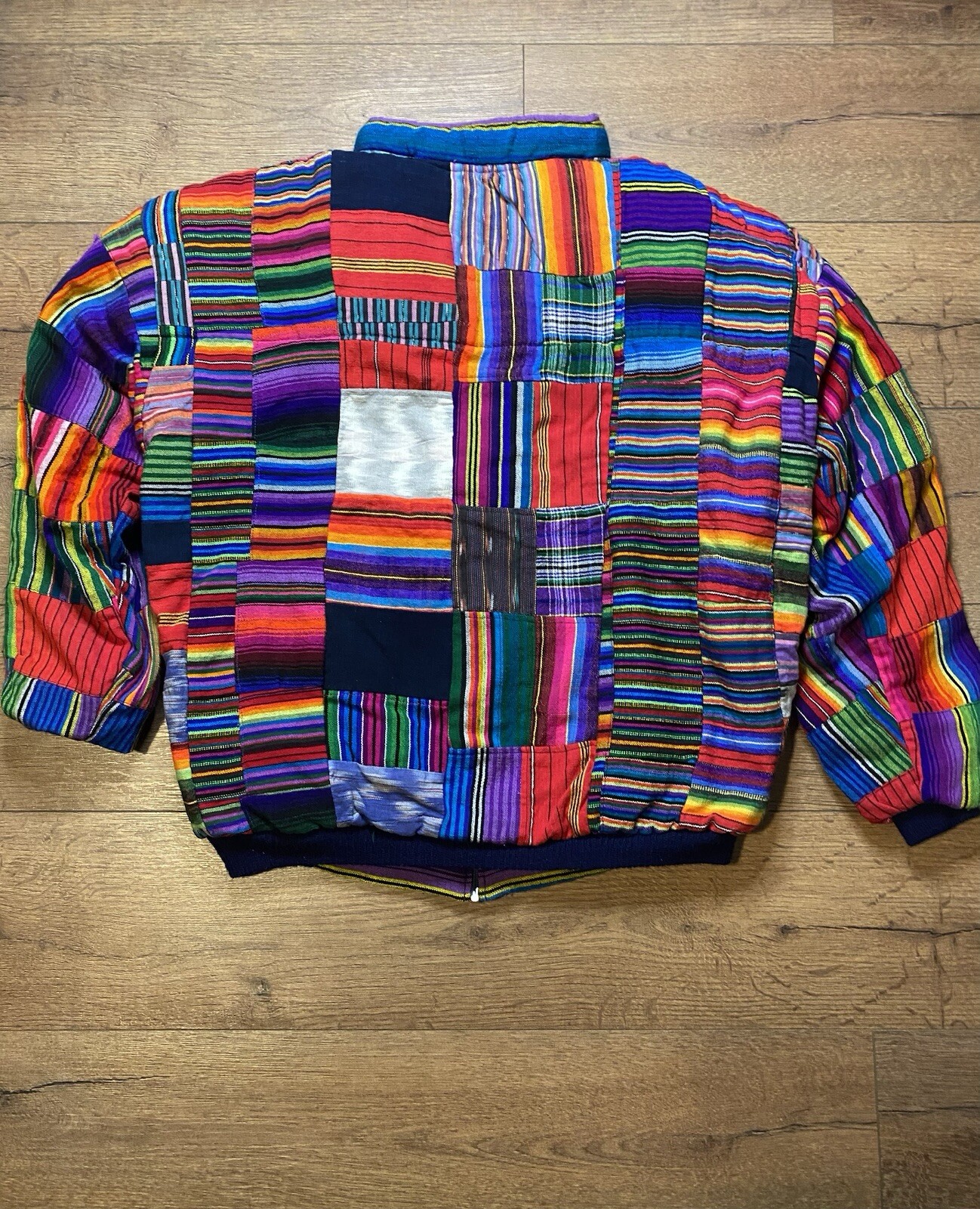 Vintage Rainbow Patchwork Jacket XL - image 3
