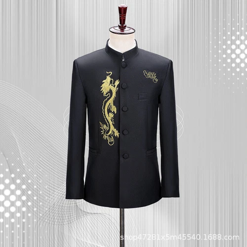 Men's Mandarin Collar Chinese Tunic Suit Jacket Coat Pants Traditional Zhongshan - Picture 1 of 23
