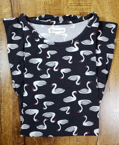TUCKER+TATE Dress Girls Youth 8 Black White Stretch Ducks Drop Waist Cap Sleeve - Picture 6 of 11