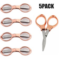 5Pcs Folding Camping Stainless Steel Scissors Keychain Scissor Mini Cutter R