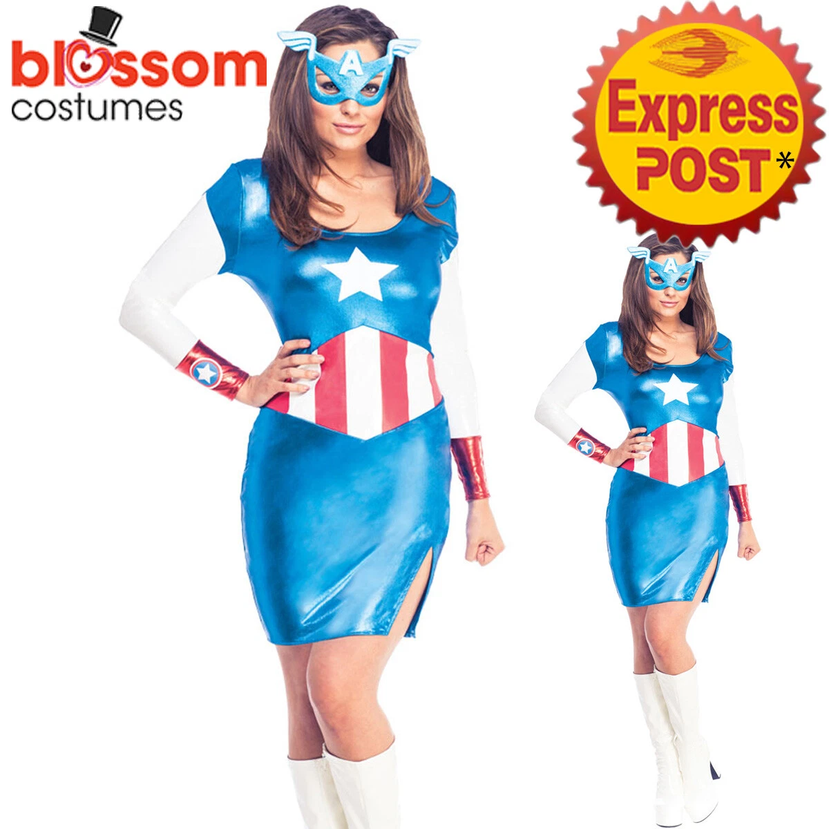 C707 Miss Captain America Dream Marvel Licensed Fancy Dress Ladies