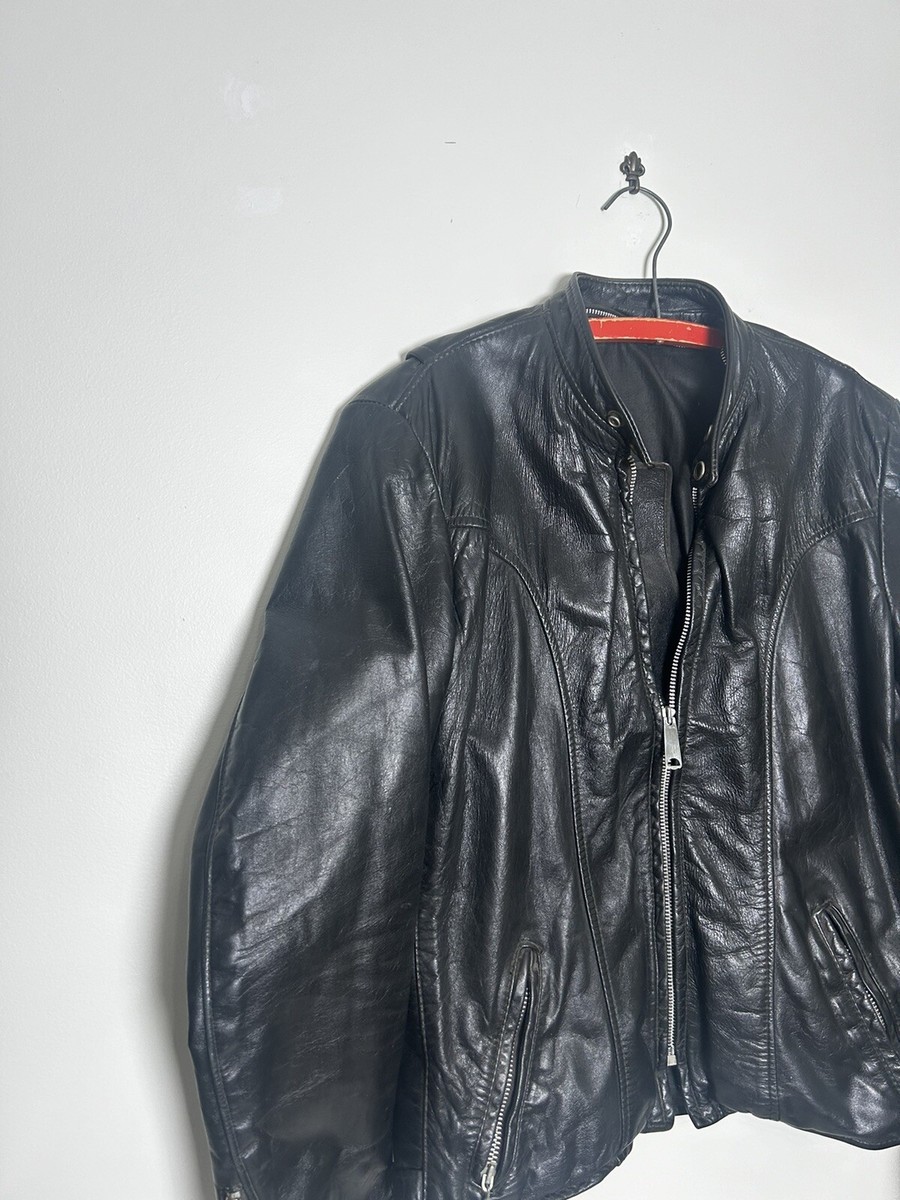 Vintage 1960s Brooks Leather Motorcycle Jacket Men's Sz 40 Cafe