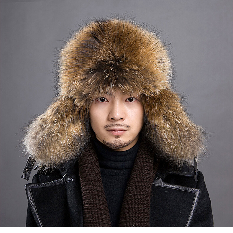Warm Mens Real Fox Fur sheepskin Leather Trapper Hat Ushanka  display picture 1