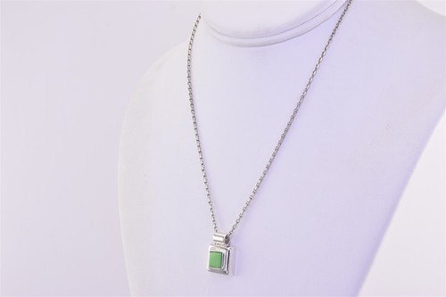 Colgante deslizante 925 de plata esterlina 19 mm x 14 mm verde turquesa mex cadena de 16 - Imagen 4 de 7