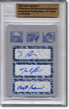 Tim Alderson * DAVID PRICE * Brett ANDERSON Autograph Rookie Auto Plate 1/1