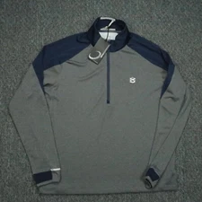 Zero Restriction Pullover Mens Large Gray Blue Z425 Performance Quarter Zip NWT