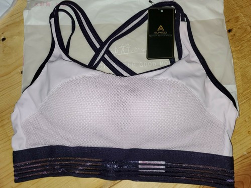 SUPSOO Pink Women's Padded Sports Bra Breathable Mesh RacerBack Workout Medium - Picture 7 of 8