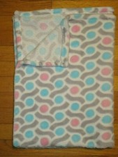 HTF Bananafish Pink Blue Dots Gray Swiggles Plush Baby Blanket/Lovey