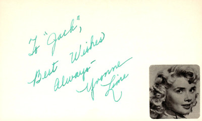 Yvonne Lime Signed Auto 3x5 Index Card I was a Teenage Werewolf