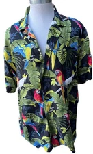Vintage Paradise Found Magnum P.I Colorful Hawaiian Shirt Cockatoo Macaw Parrots