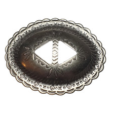 Floral Sun Concho Belt Buckle Loop-Through Silver-Tone Boho Western Engraved