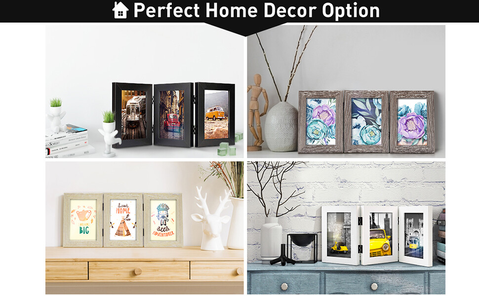 4x6 5x7 Triple Picture Frames Hinged 3 Photos Frame Collage Three