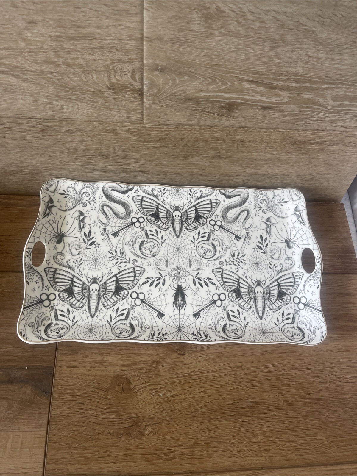 Grace Teaware Halloween MOTHS POISON SPIDERS Porcelain Platter - NEW