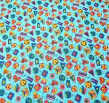 Kids Go Green BTY Kari Pearson Quilting Treasures Recycle Reuse Symbols