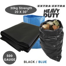 Extra Strong Heavy Duty Black or Blue Rubble Sacks High Strength Bags 30KG +