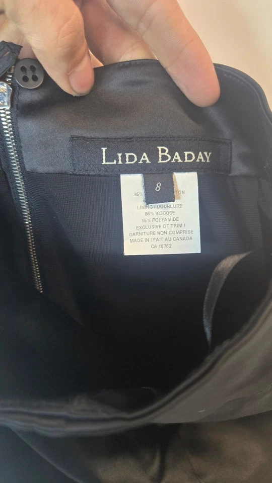 Lida Baday 经典黑色铅笔女式裙 8 码服装时尚后拉链 — 第 3/4 张图片