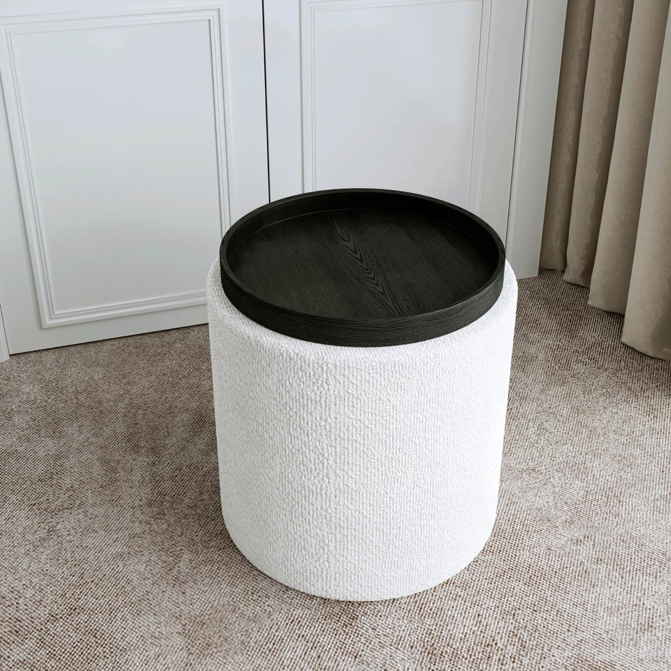 Hailey Ivory Bouclé Storage Stool for Bedroom Living room Home decoration - Image 3 of 4