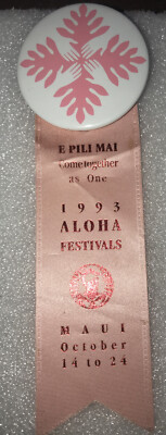 1993 HAWAII ISLAND FESTIVAL ALOHA WEEK RIBBON BADGE PIN | eBay