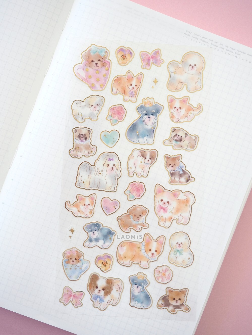 Kamio Japan Foil Stamping Tracing Paper Sticker / Small Dog Breeds
