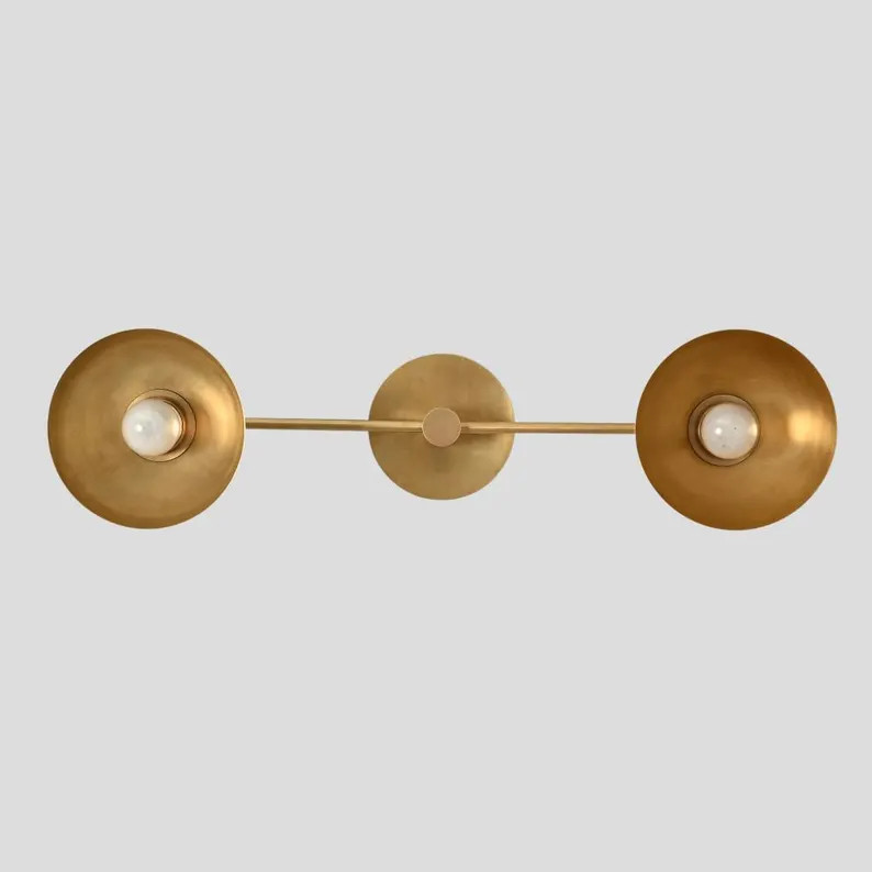 Vanity Light Flush Mount Brass Double Sconce Minimalistic Wall Lamp X-mass Gift