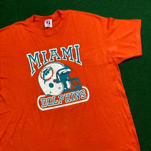 Vintage Logo 7 Miami Dolphins Shirt Mens XL Orange Blue Football NFL 90s USA Tee