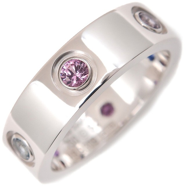 Authentic Cartier Love Ring Multi Color Stone White Gold ...