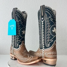 Lane RODEO HOUSTON Womens Cowboy Boots 5.5 Brown Western Cowgirl Mid Calf Tall