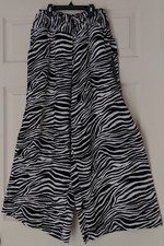 Tahari Wide Leg Pants Zebra Print Medium Black White Linen Blend Pockets Cropped