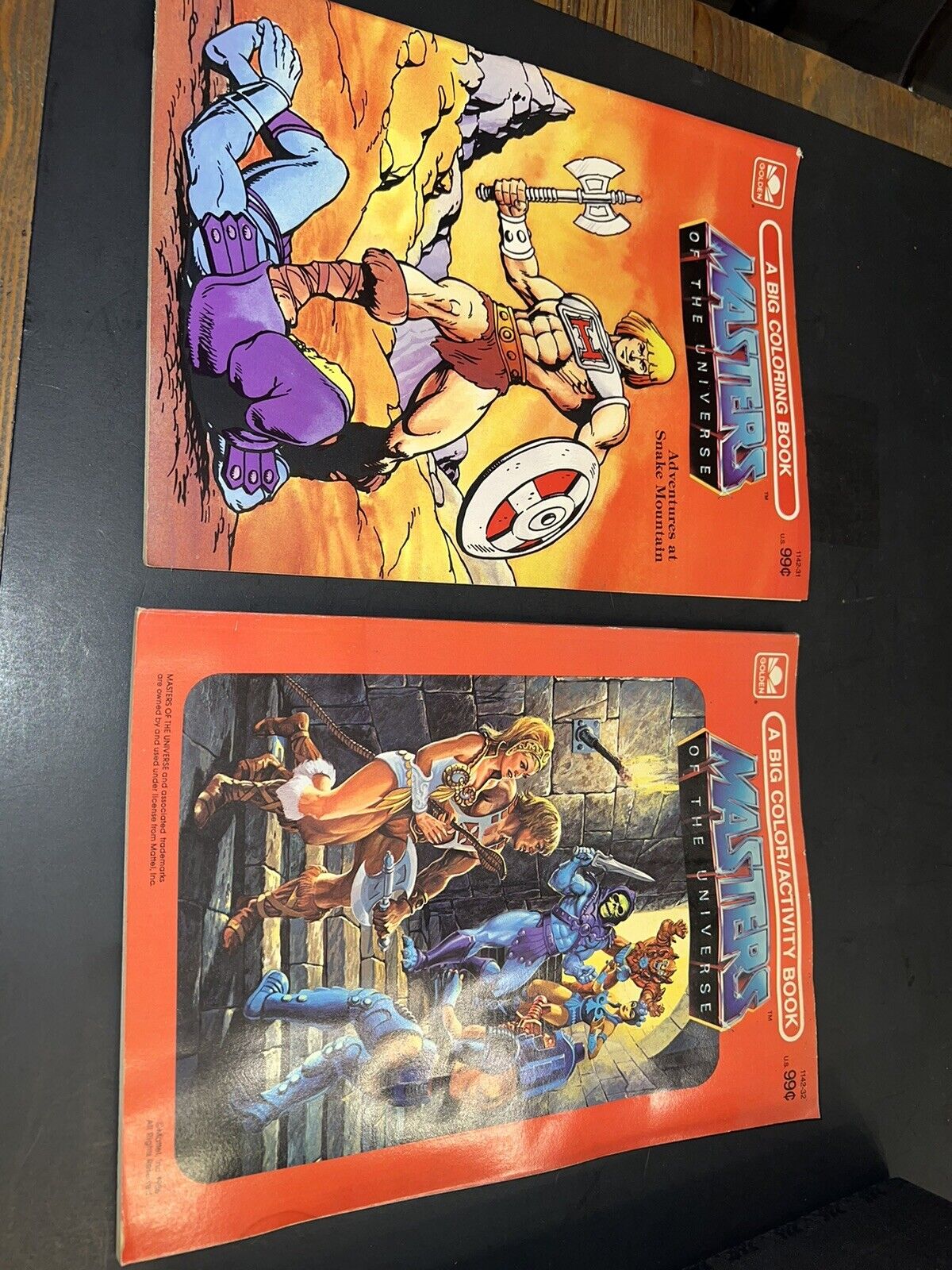 2 Vintage Golden He-Man Motu Coloring Books Uncolored Snake Mountain