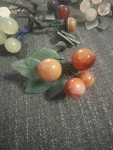 VTG Decorative Rose Quartz?glass Grape Cluster Stone Fruit Jade Apple 18 Pieces - Picture 5 of 23