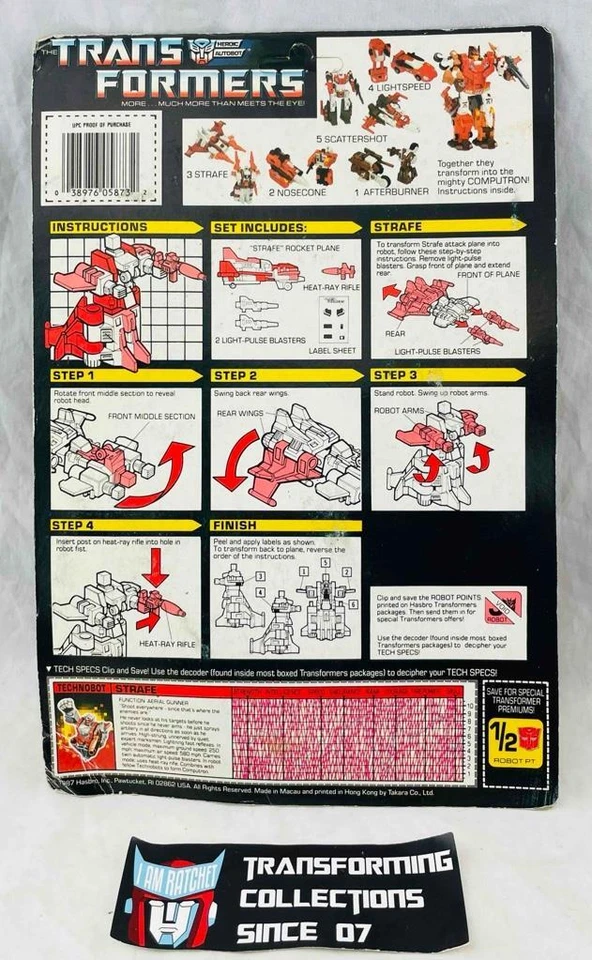 Transformers Original G1 1987 Technobot Strafe MOSC Sealed After Rub Sign - Image 2 of 2