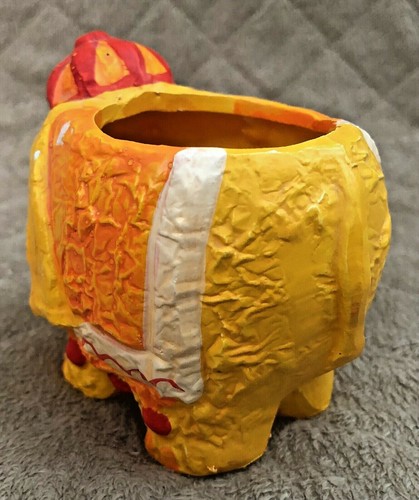 Lindo elefante circo amarillo naranja con gorro candelabro y vela vintage - Imagen 5 de 12