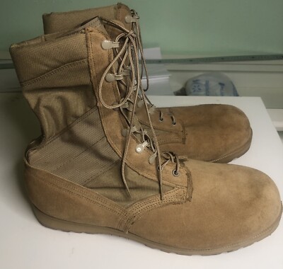 Vibram Tan Combat Boots Men's Size 15, Genuine Leather Canvas